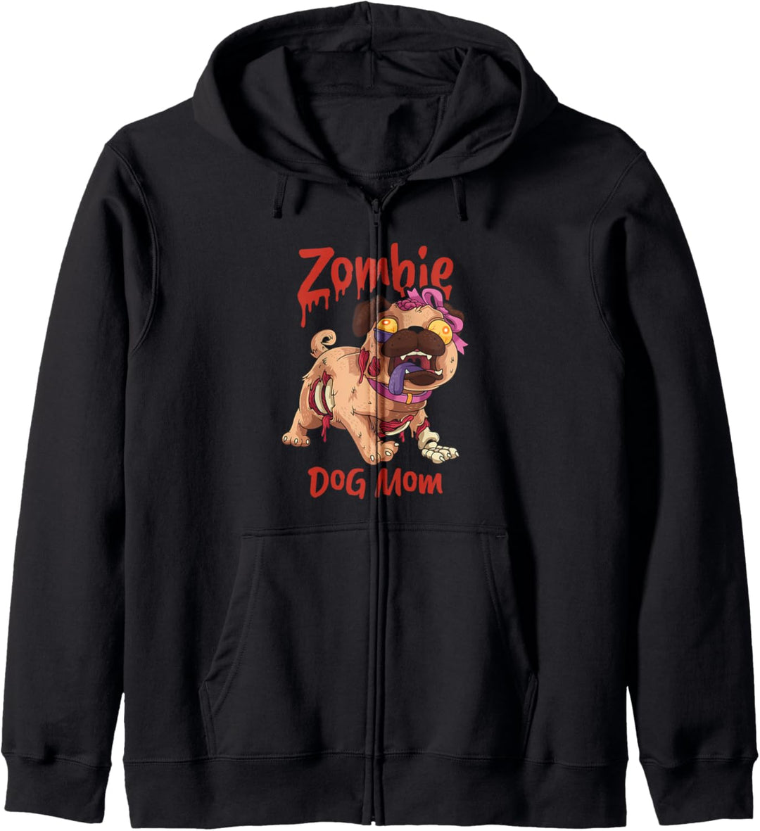 Zombie Hundemama Zombie Mops Hund Faulenzer Halloween Kostüm Kapuzenjacke