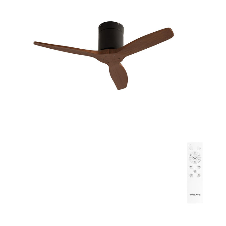 CREATE / WINDCALM NATURAL WOOD S/Deckenventilator Schwarz Dunkelholzflügel mit Fernbedienung / 40W,