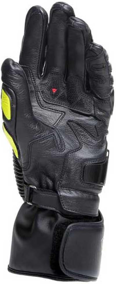Dainese Druid 4 Gloves Motorradhandschuhe Sport Racing Handschuhe Leder, BLACK/CHARCOAL-GRAY/FLUO, M