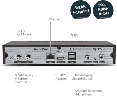 TechniSat DIGIPLUS UHD S - 4K Sat Receiver mit Twin Tuner (DVB-S/DVB-S2, App Steuerung, PVR Aufnahme