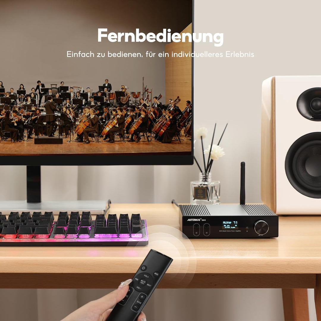 AIYIMA D03 Bluetooth 5.0 Digital-Verstärker 150Wx2 Stereo HiFi 2.0/2.1 CH Desktop Sound Amplificador