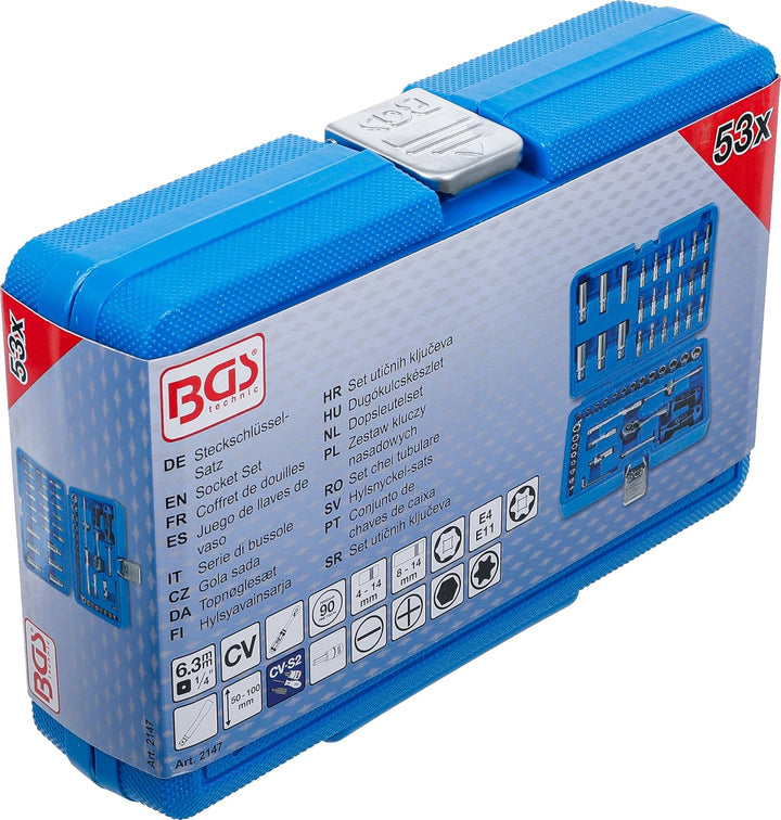BGS 2147 | Steckschlüssel-Satz | 53-tlg. | Antrieb 6,3 mm (1/4") | inkl. Kunststoff-Koffer