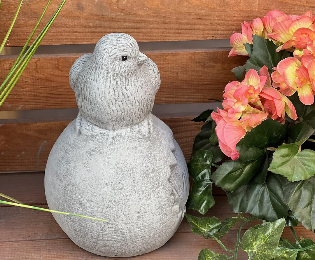 stoneandstyle Steinfigur Vogel auf Kugel Willkommen frostfest Steinguss