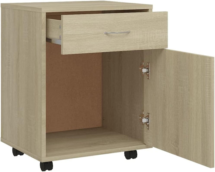 Rollcontainer mit 1 Tür und 1 Schublade, Rollschrank Rollwagen Schubladencontainer Bürocontainer Bür