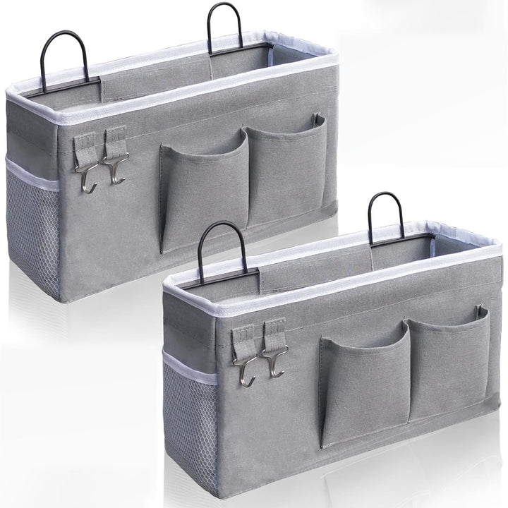 2 Stück Hängende Aufbewahrungskörbe, Stoff Wand Organizer, Aufbewahrungsbox Grau Baumwolle Leinen, K