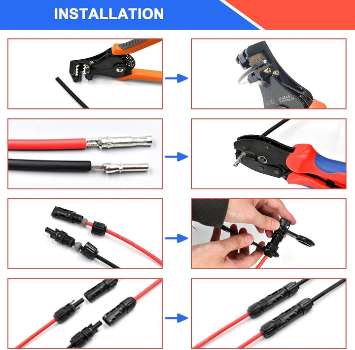 Solar Crimpzange Werkzeug Set für 2,5/4/6 mm² Solarpanel-Solarkabel, 2 Paar Solarstecker + 1x Crimpz