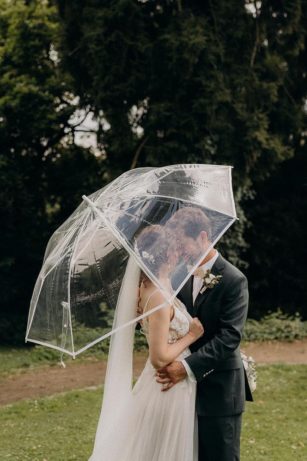 Montagsliebe® Stockschirm XXL Regenschirm transparent Hochzeit Partnerschirm Ø124cm gross durchsicht