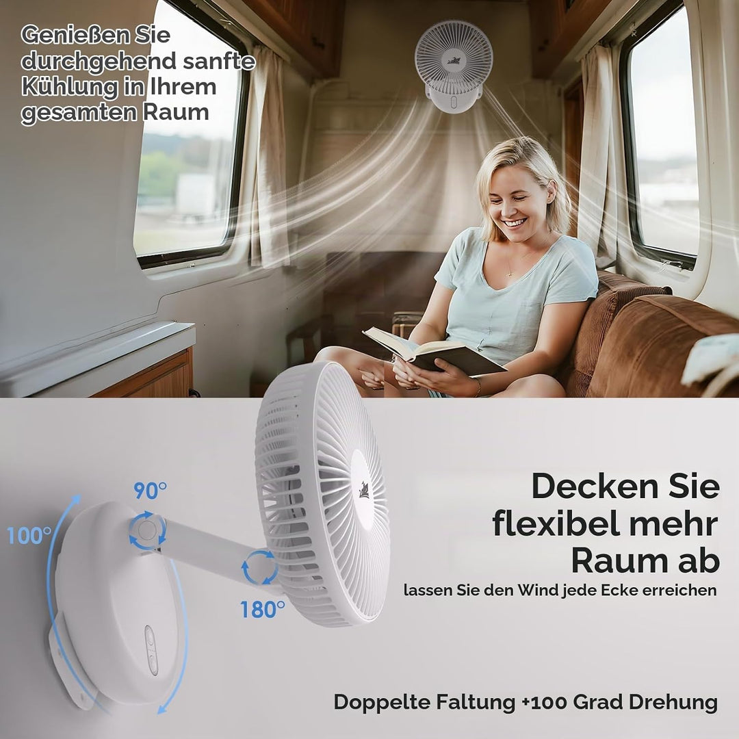 2012 ZOIZ 12V Wohnmobil Wandventilator mit LED Licht – Leiser oszillierender Ventilator für Caravan,
