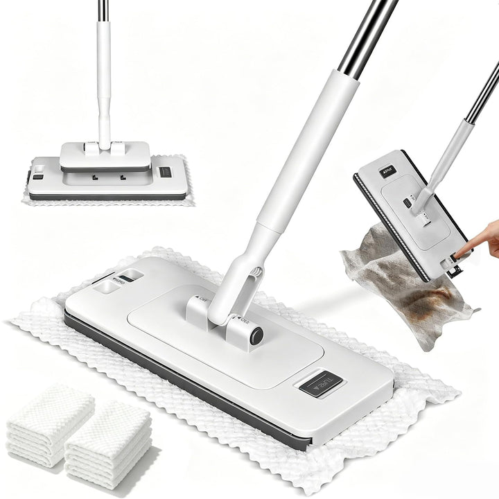 Wischmopp mit Druck-Klemm-System mit Mini Mop 120cm 2-in-1 kontaktlos Mop Leichtgängiges Schnappklem