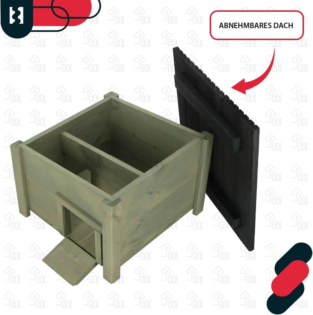 KOTARBAU® Igelhaus aus Holz für den Garten 38 x 38 cm Igelhäuschen Meerschweinchen Zubehör Meerschwe
