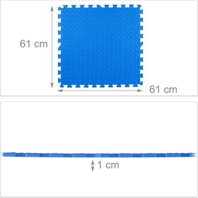 Relaxdays 32 x Bodenmatte, Schmutzmatten für Fitness & Fitnessgeräte, mit Randstücken, Eva, Fläche 1