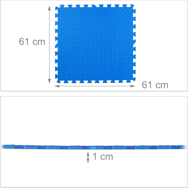 Relaxdays 32 x Bodenmatte, Schmutzmatten für Fitness & Fitnessgeräte, mit Randstücken, Eva, Fläche 1