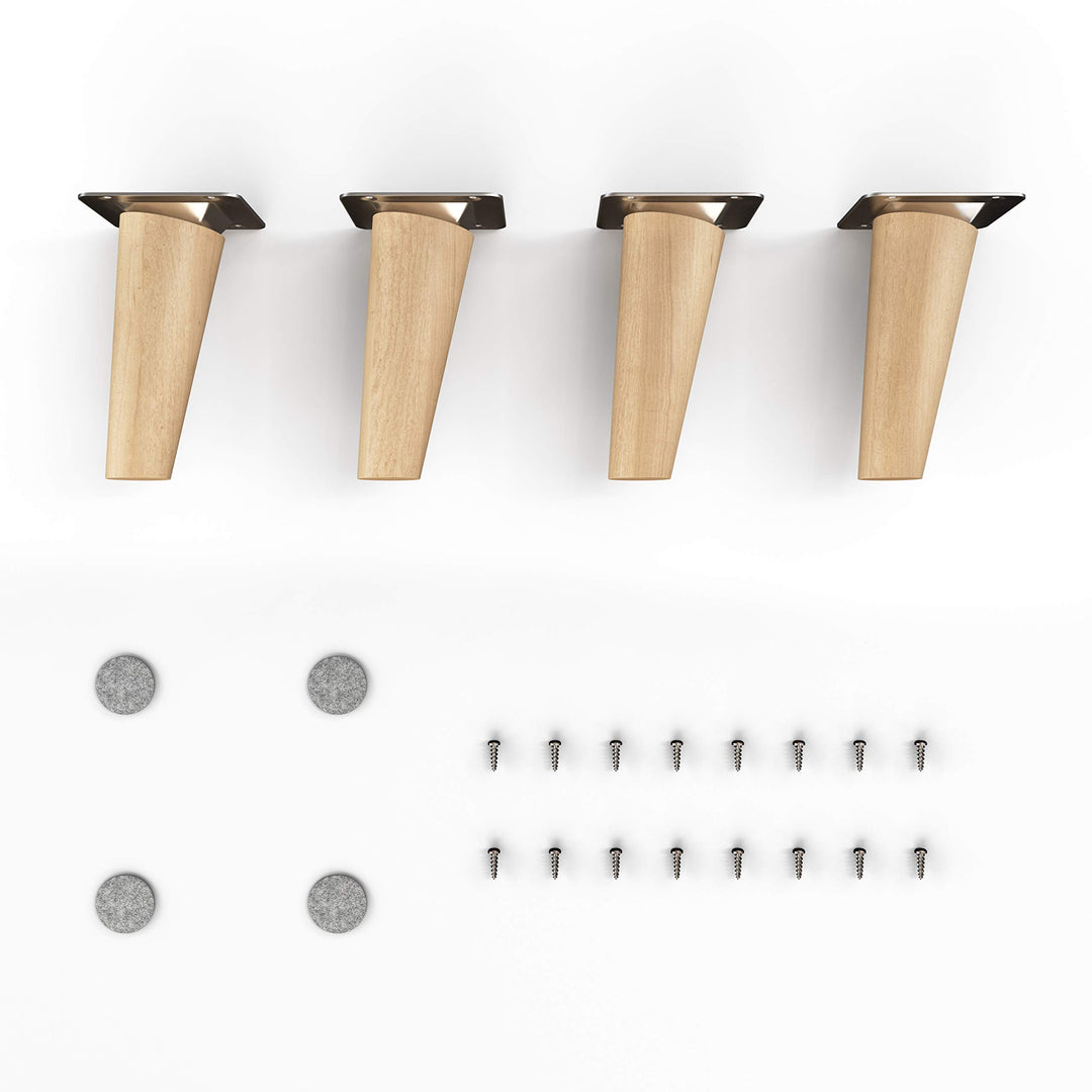 Sossai Möbelfüsse aus Massivholz Buche mit Öl-Finish, Clif Round HMF2, 10 cm hoch, rund, schräge Aus