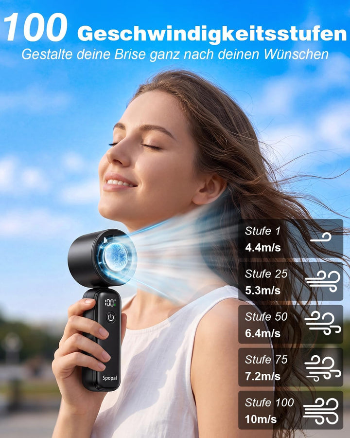 Spopal Handventilator mit Kühlmodus, Tragbarer Mini Ventilator, 15000 U/min | 3-IN-1 Hand/Schreibtis