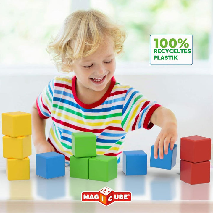 Geomag - Magicube 1+ Full Colour - Magnetic Cubes for Kids - 4 Colours - 16 Blocks – 100 Percent Rec