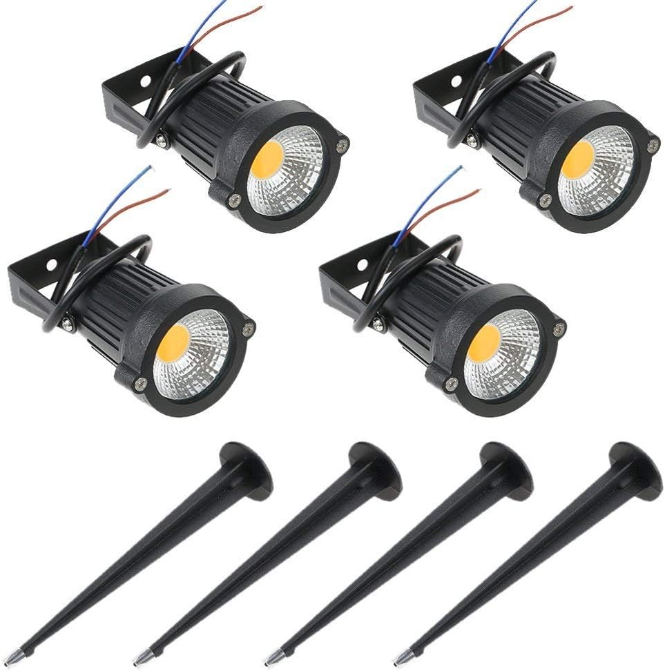 4 PCS 5W COB LED Gartenleuchte mit Erdspiess Gartenstrahler IP65 wasserdicht 85-265V/AC für Garten,