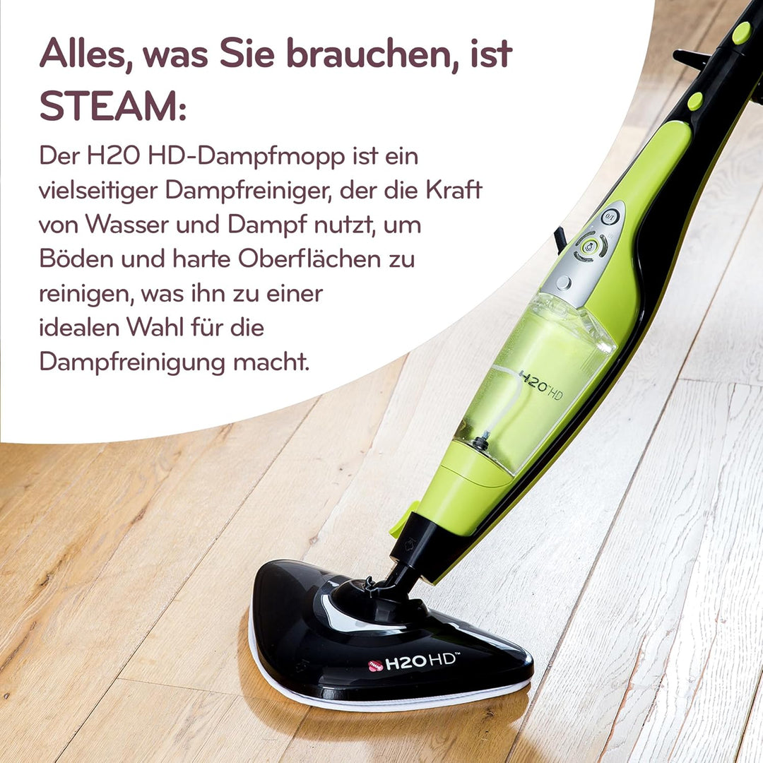 H2O HD PRO Dampfreiniger & Dampfbesen - Vernichtet 99,9% der Bakterien ohne Reinigungschemikalien (H