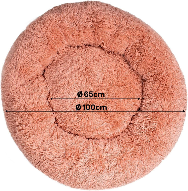 lionto Hundebett rund Hundekissen Hundesofa Katzenbett Donut, (3XL) 100 cm Ø rosa L 100 x B 100 x H
