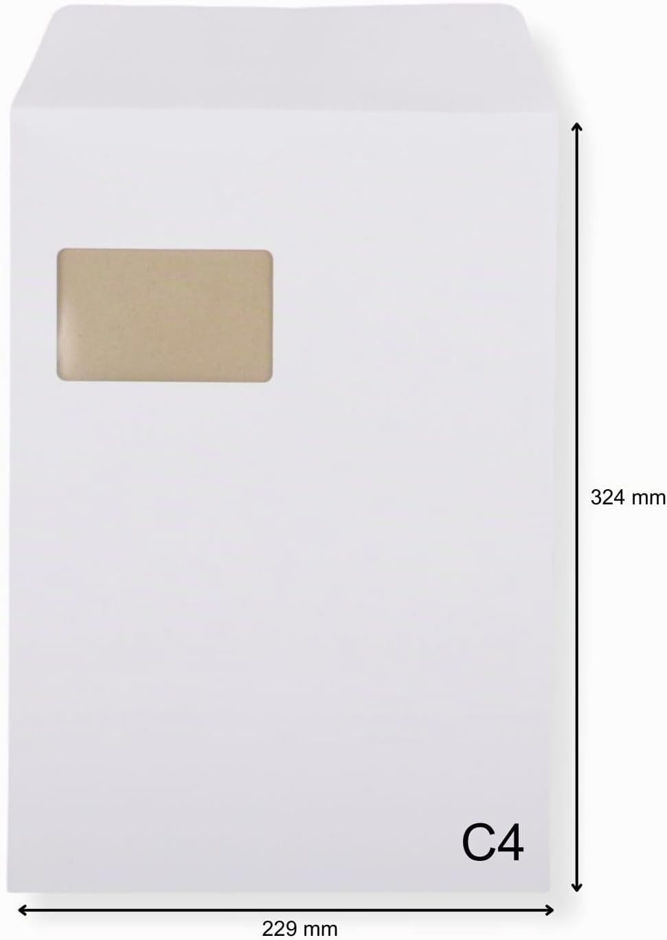 100 St. C4 Papprückwand Versandtaschen weiss mit Fenster 120 gr. Kuvert Haftklebend Briefumschläge H