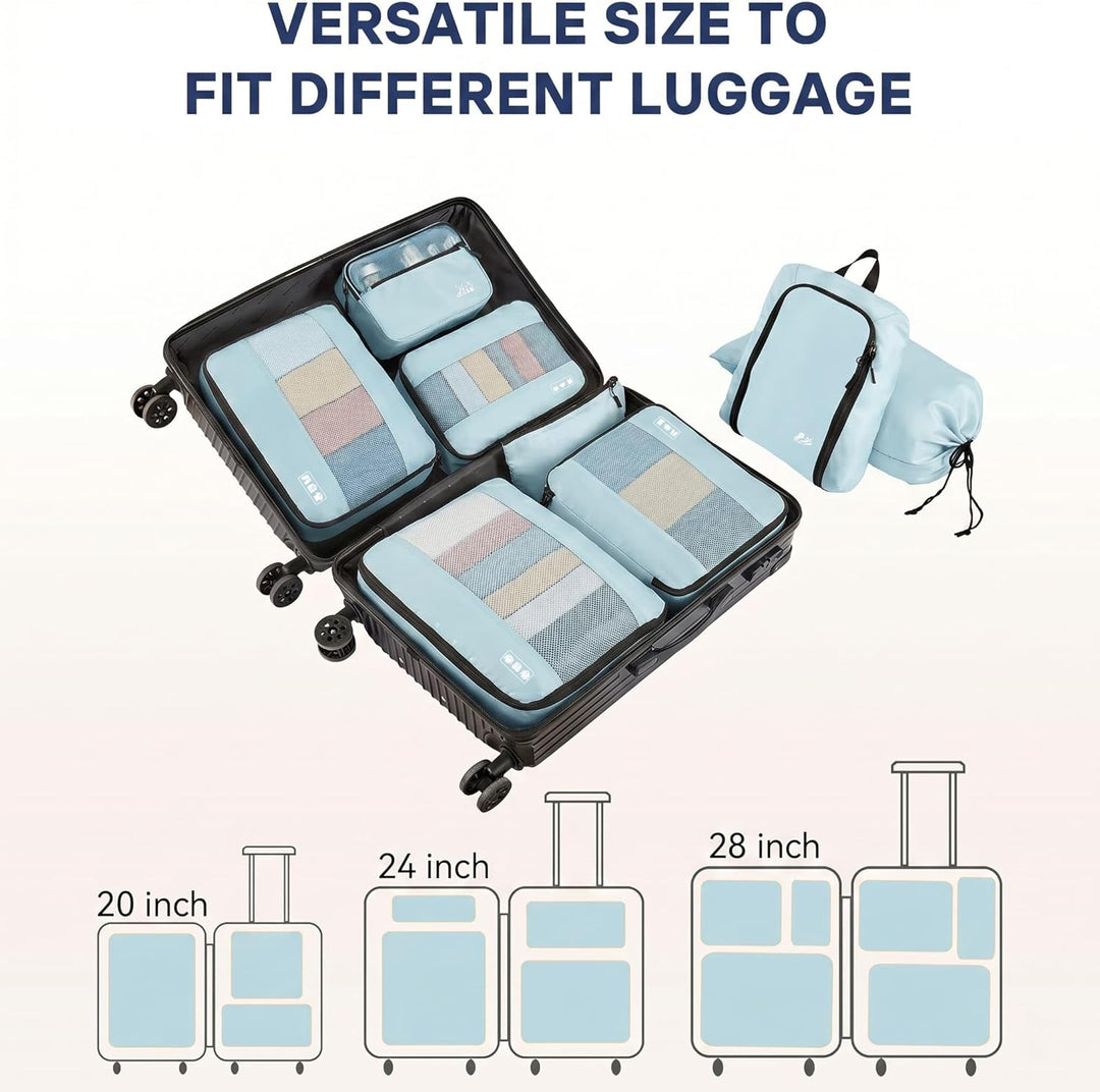 MURISE Koffer Organizer 8 Stück, Packing Cubes für Urlaub und Reisen, Packwürfel Packtaschen für Kof