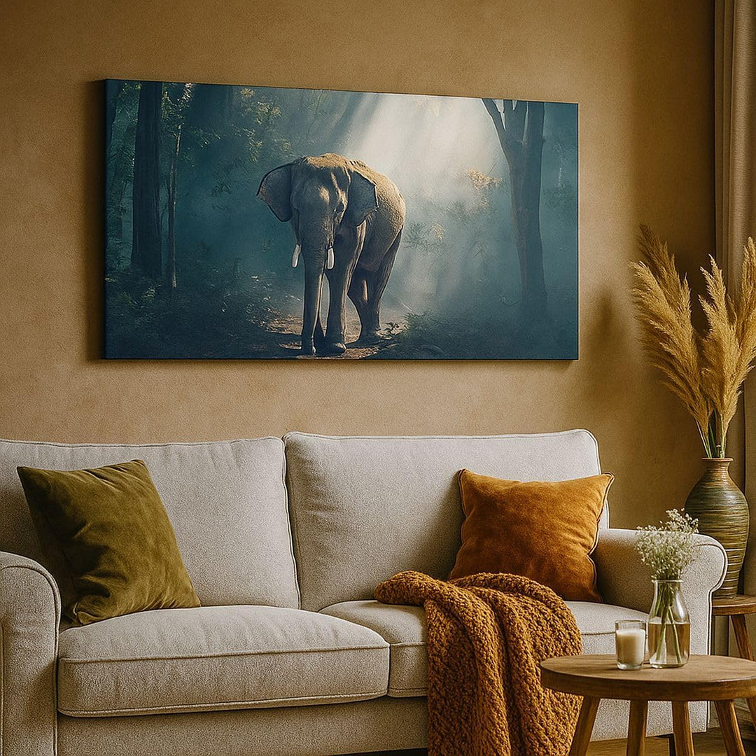 Wandbilder Dekoration Wohnzimmer elefant natur Panorama Bilder auf Leinwand 120x50cm Leinwandbild mi