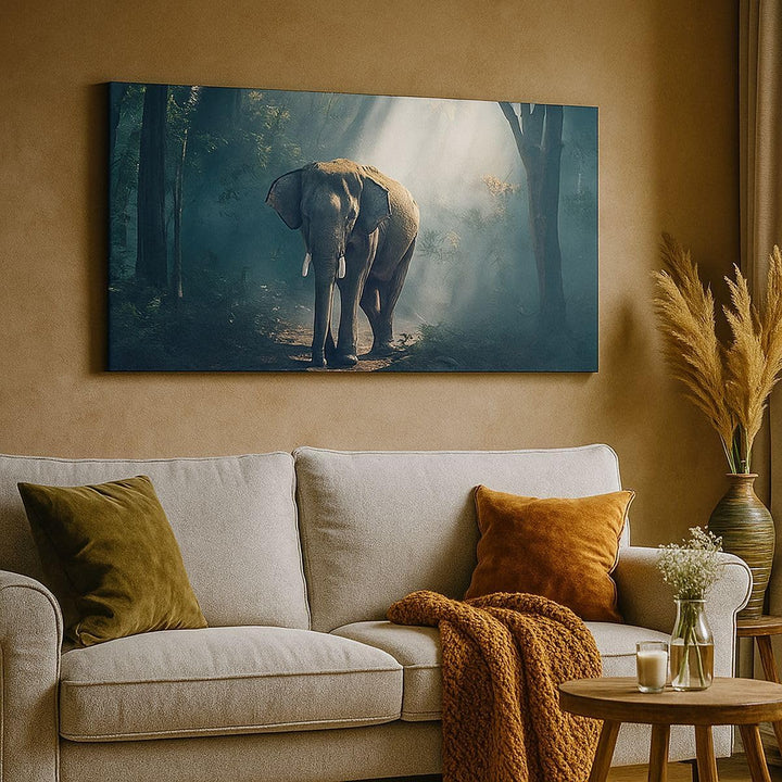 Wandbilder Dekoration Wohnzimmer elefant natur Panorama Bilder auf Leinwand 120x50cm Leinwandbild mi