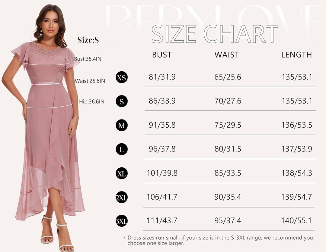 Berylove Abendkleid Lang Elegant für Hochzeit Kleid mit Schlitz Cocktailkleid Damen Elegant mit Ärme