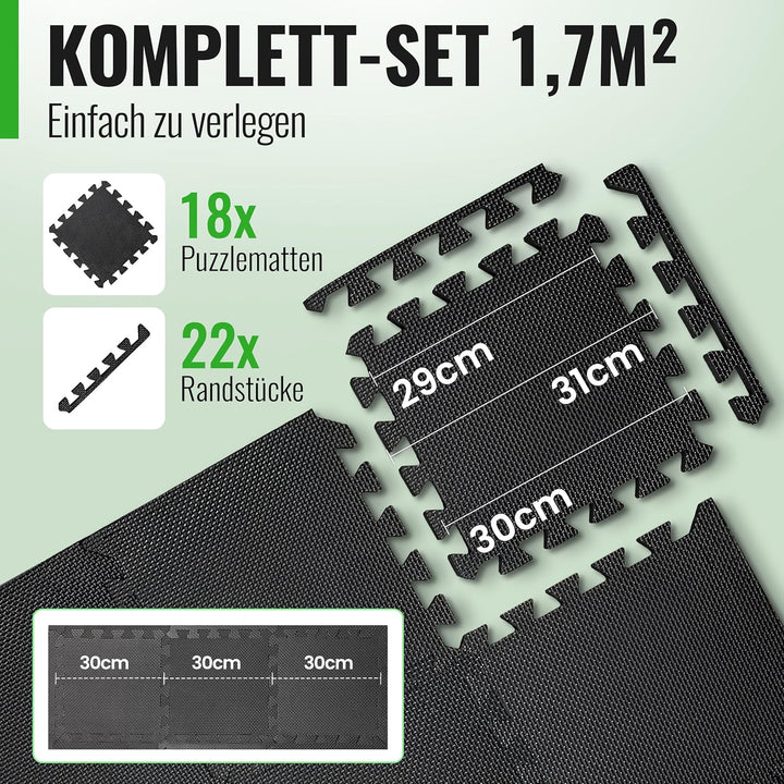 AthleticPro Bodenschutzmatte Fitness [31x31cm] - 18 extra Dicke Bodenmatten [20% mehr Schutz] - ruts