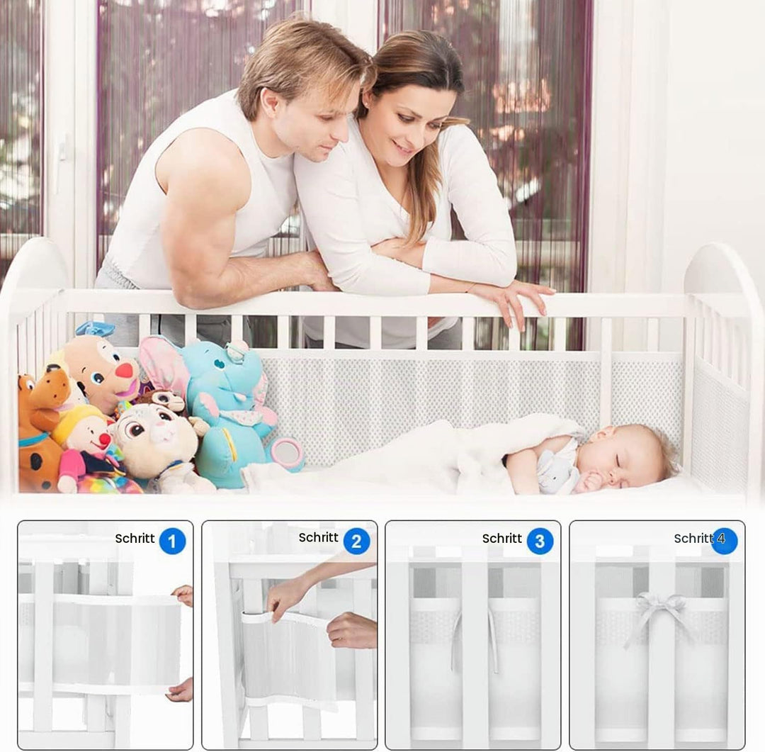 Bettumrandung Babybett,Baby Nestchen Bettumrandung,Kopfumrandung Babybett,Atmungsaktive Krippenumran