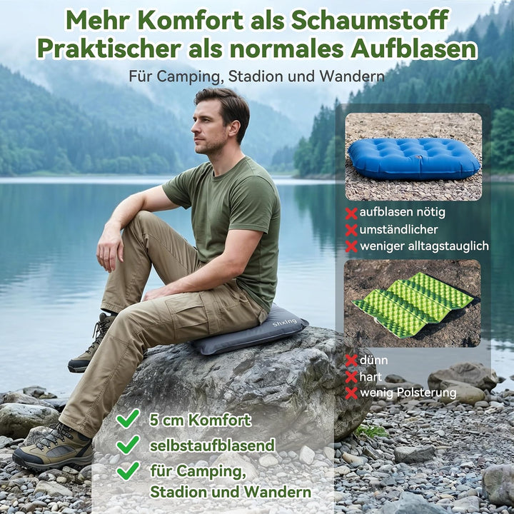 Sitzkissen Outdoor faltbar für Stadion, Camping &amp; Wandertouren | Selbstaufblasend, 5 cm dick, 200 g