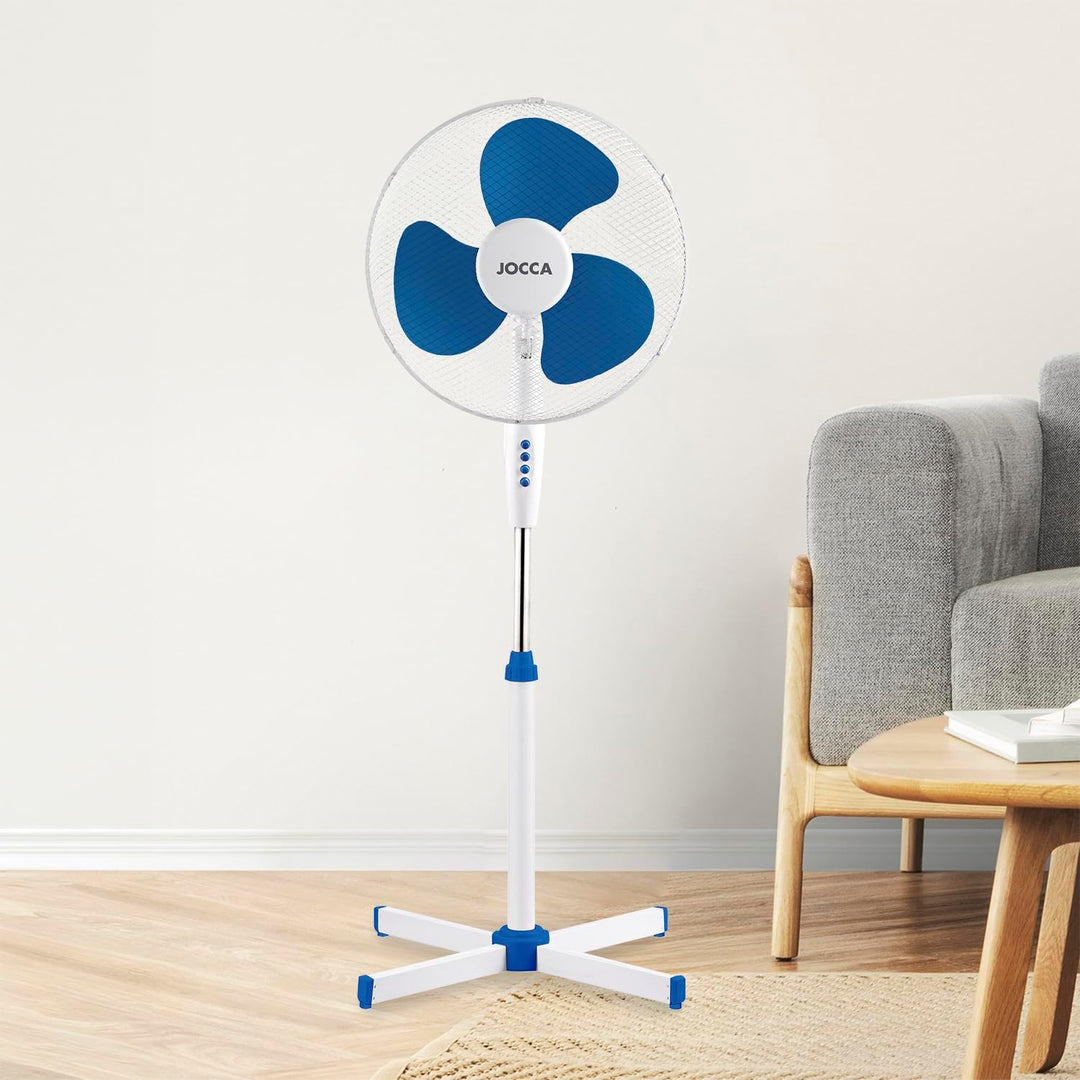Jocca – Standventilator 40 W/ 3 Geschwindigkeiten/Höhe 45 cm/ 90° neigbarer und oszillierender Kopf/