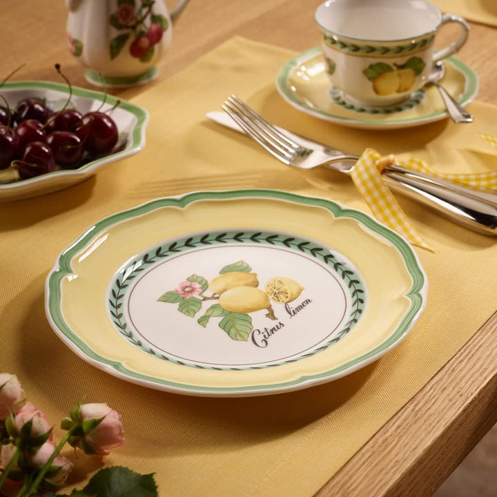 Villeroy &amp; Boch French Garden Frühstücksteller 6er Set, 20.7 cm, Dessertteller mit Zitronen-Dekor, P