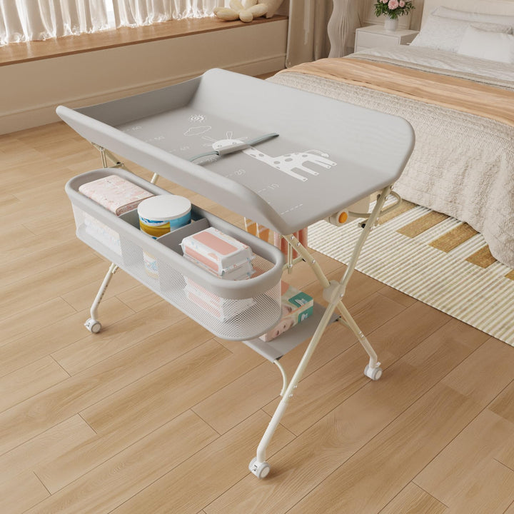 OHMG Baby Wickelkombi Mobiler Bade-Wickeltisch faltbar,klappbare Wickelkommode mobiler,Wickeltisch m