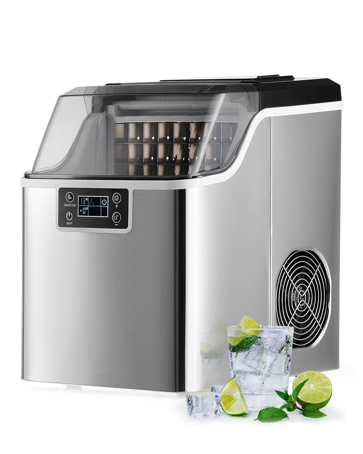 CREWORKS Edelstahl-Eiswürfelmaschine 22 kg/24 h Gewerbeausführung mit LCD-Display Selbstreinigung 3,