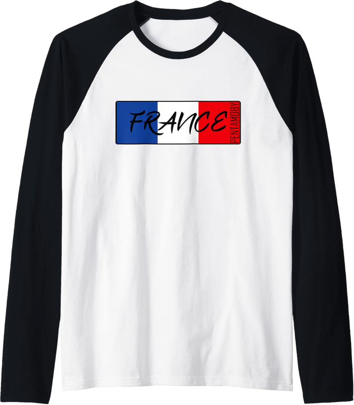Frankreich Eiffelturm Flagge Band Badge Raglan