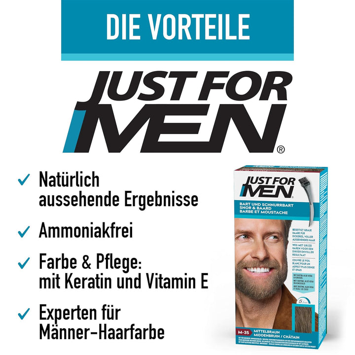 Just For Men Bart Und Schnurrbart, Bartfarbe, Bart Tönung Für Männer, Einfache Anwendung, Eliminiert
