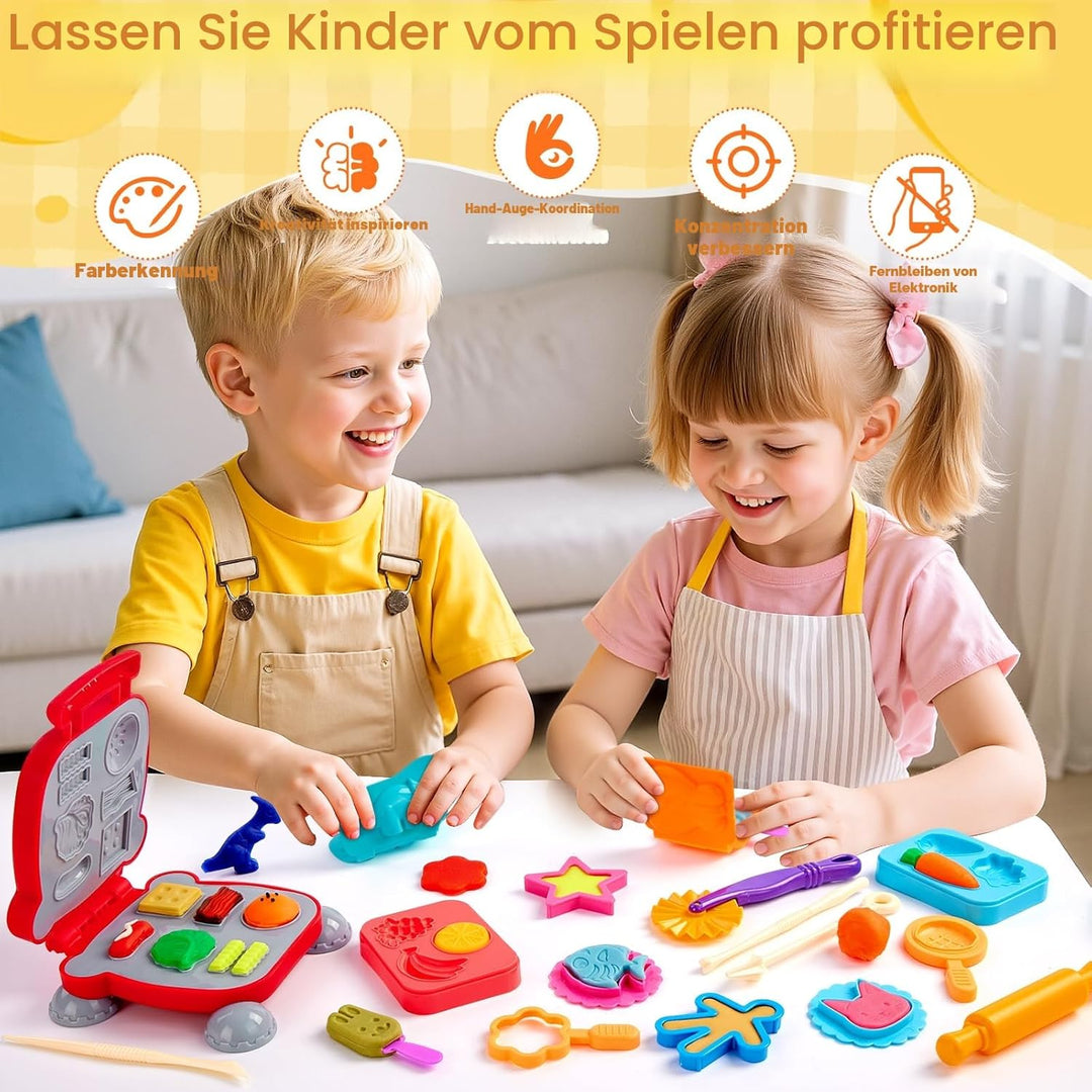 54 Stück Knete Zubehör Set, Knetwerkzeug für Kinder Formen Enthalten Burger Eiscreme, Nudelmaschine,