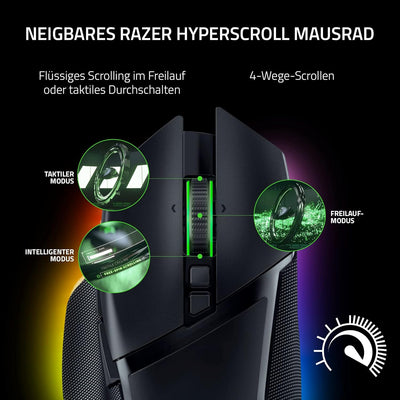 Razer Basilisk V3 Pro - Anpassbare kabellose Gaming-Maus mit Razer HyperScroll Tilt Wheel (Focus Pro
