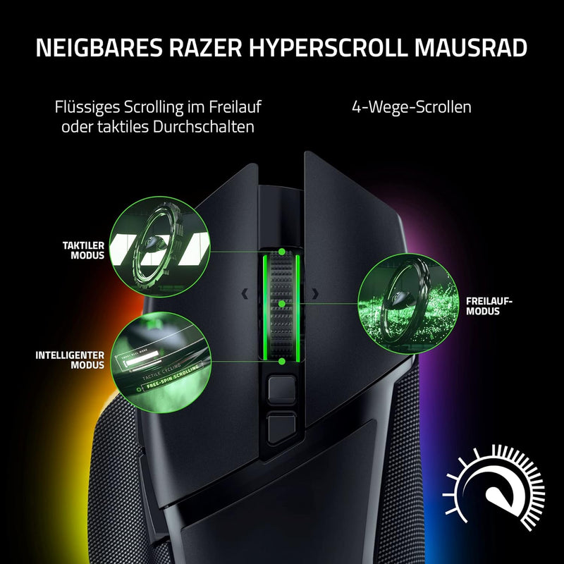 Razer Basilisk V3 Pro - Anpassbare kabellose Gaming-Maus mit Razer HyperScroll Tilt Wheel (Focus Pro