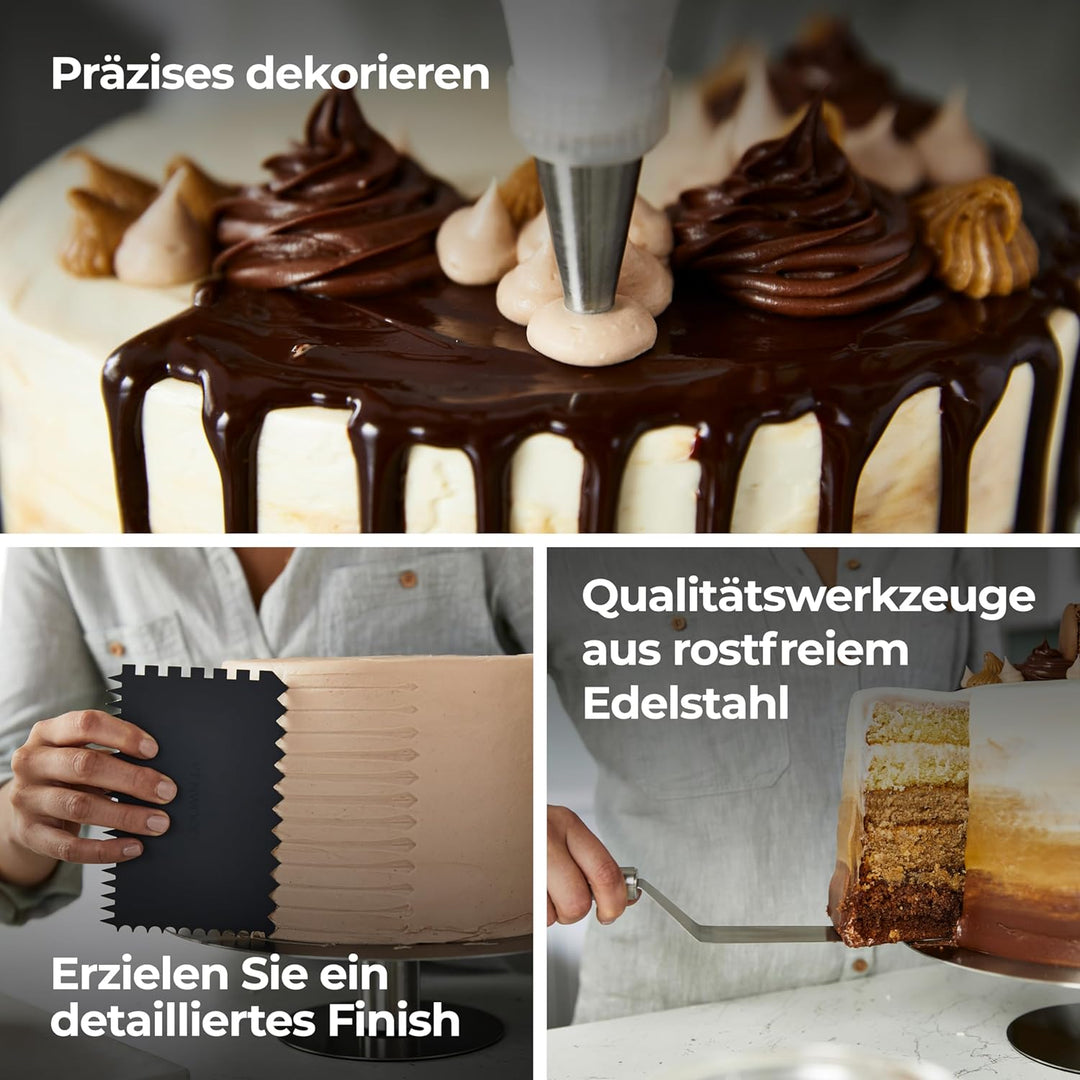Kenwood Tortendekorationsset KWSD100, Deko-Set für Kuchen und Torten inkl. Tortenplatte, Spritzbeute