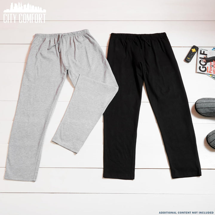 CityComfort Herren Schlafanzughose Lang mit Seitentaschen & elastischem Bund, 2er Pack 4XL Bund mit