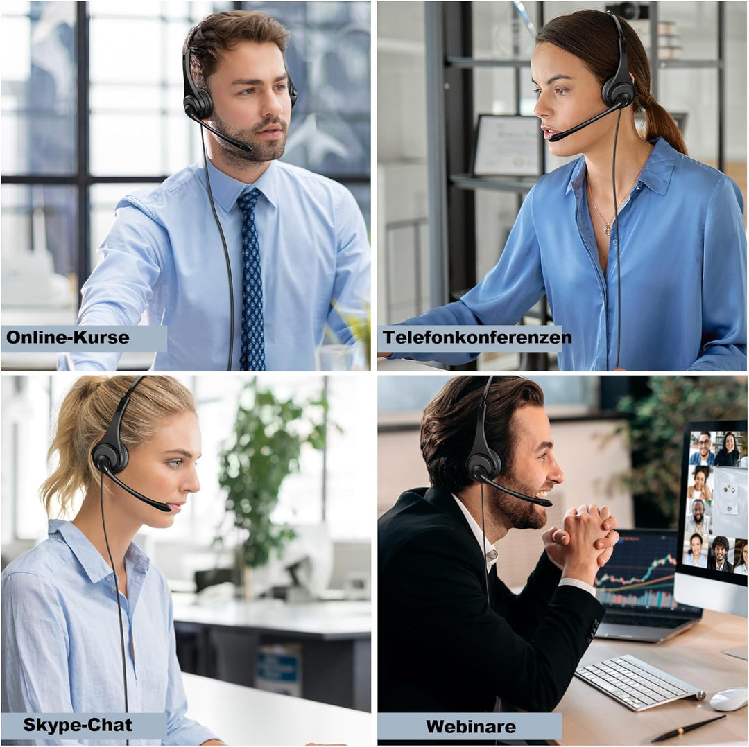 Voistek Einöror Call Center Telefon-Headset, 2,5mm Klinke, Noise Cancelling Mikrofon, Lautstärkeregl