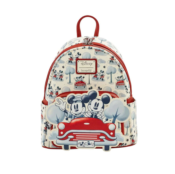 Loungefly Disney Mickey & Minnie Springtime Car Ride Mini Rucksack Exklusiv, Sepia, Mini, Mini Rucks