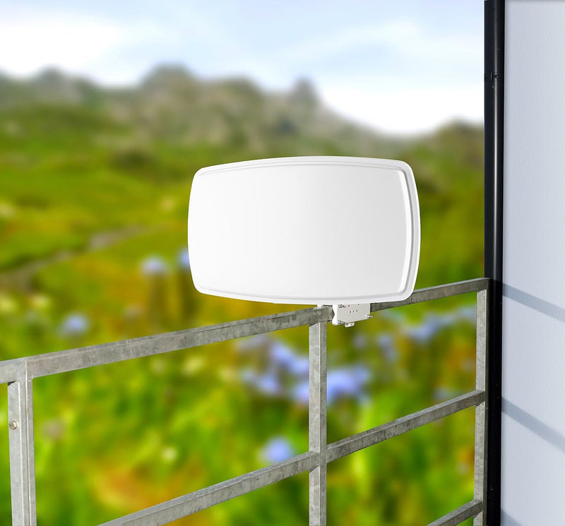 esoSAT Sat Antenne flach: Satelliten-Flachantenne FA-340.HD mit digitalem Quad-LNB (Satellitenantenn