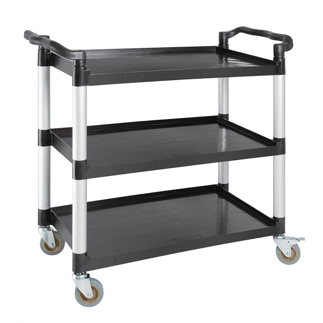 Vogue Kunststoff-Mehrwegwagen - gross, schwarz, 200 kg Kapazität, Grösse: 960x520x1070 mm, mit 2x ge