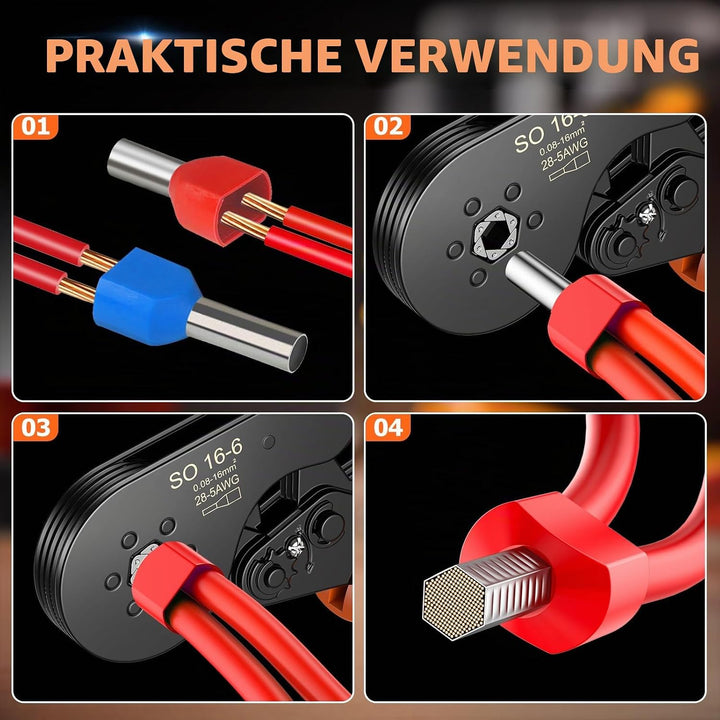 Preciva Crimpzange Set,0.08-16mm² Crimpzangen 1200 stück Aderendhülsen Set,Aderendhülsenzange Krimpz