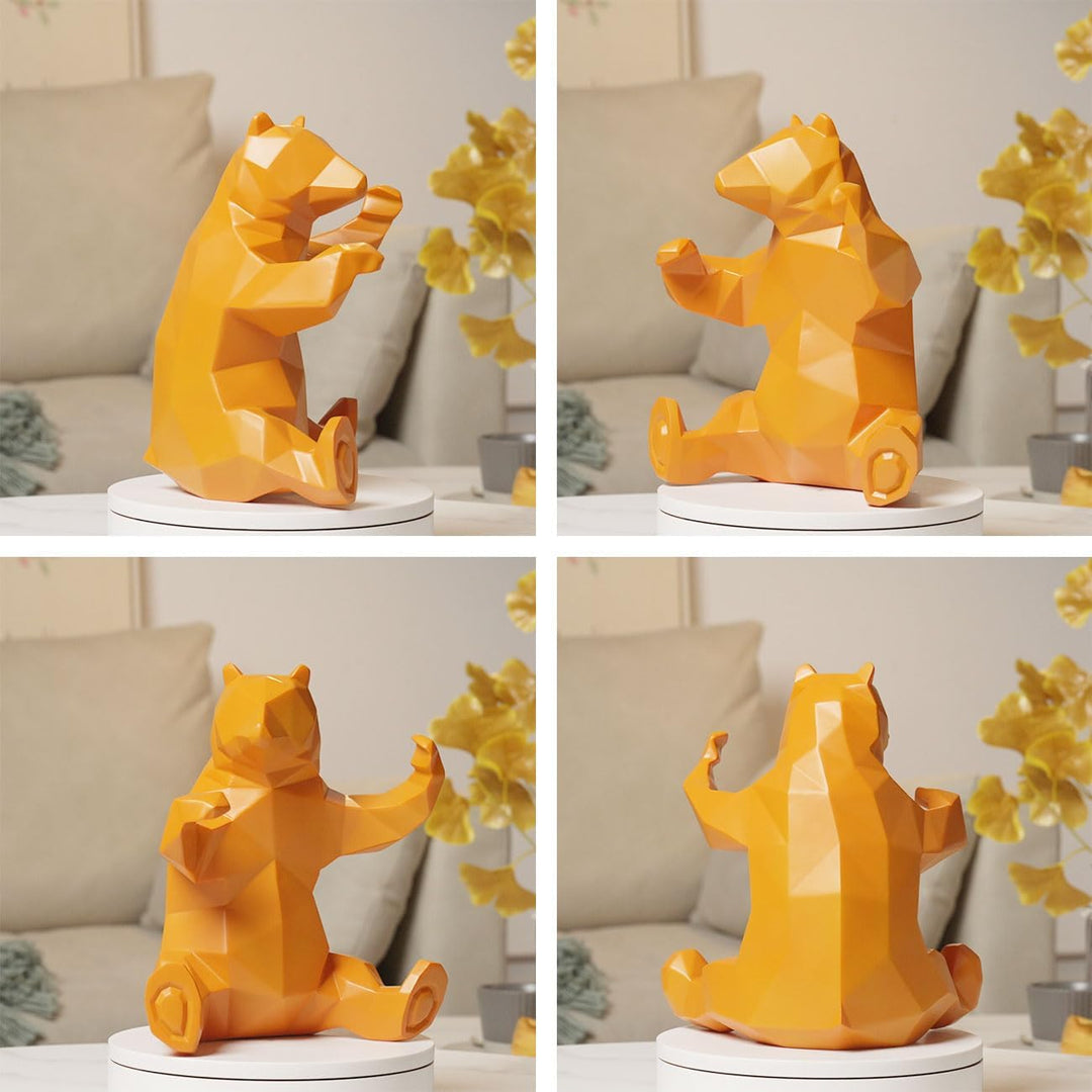 NENBOLEC Modern Skulptur Dekor Bär Statue Wohnzimmer Kunst Arts Polyresin Gelb Geschenk 23cm, Gelb