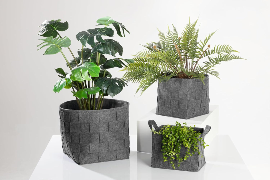 N8WERK Filz-Aufbewahrungskorb mit Griff 35x25x25cm | Ideal zur Aufbewahrung von Kaminholz & Zeitschr