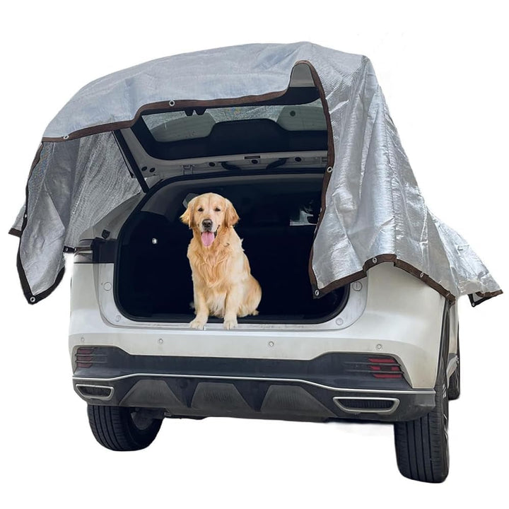 Schattennetz Auto,Schattennetz Camping 4x3m,Reflektierendes Aluminium mit Ösen,Sonnenschutz Auto Hun