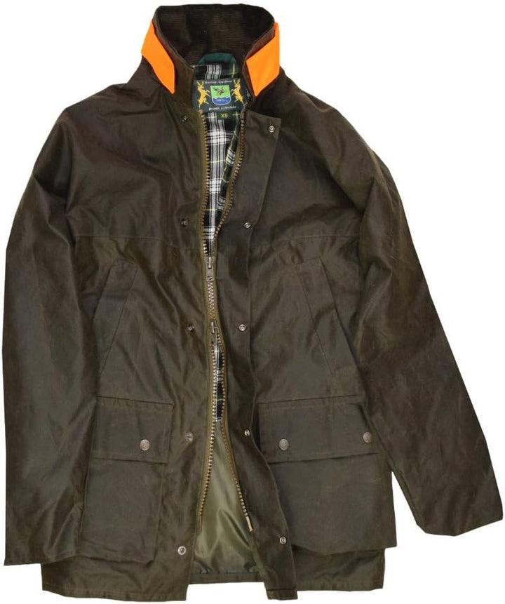 Wachsjacke New England Jager | Robuste Wind- und wasserdichte Regenjacke | Für Jäger mit Hasentasche